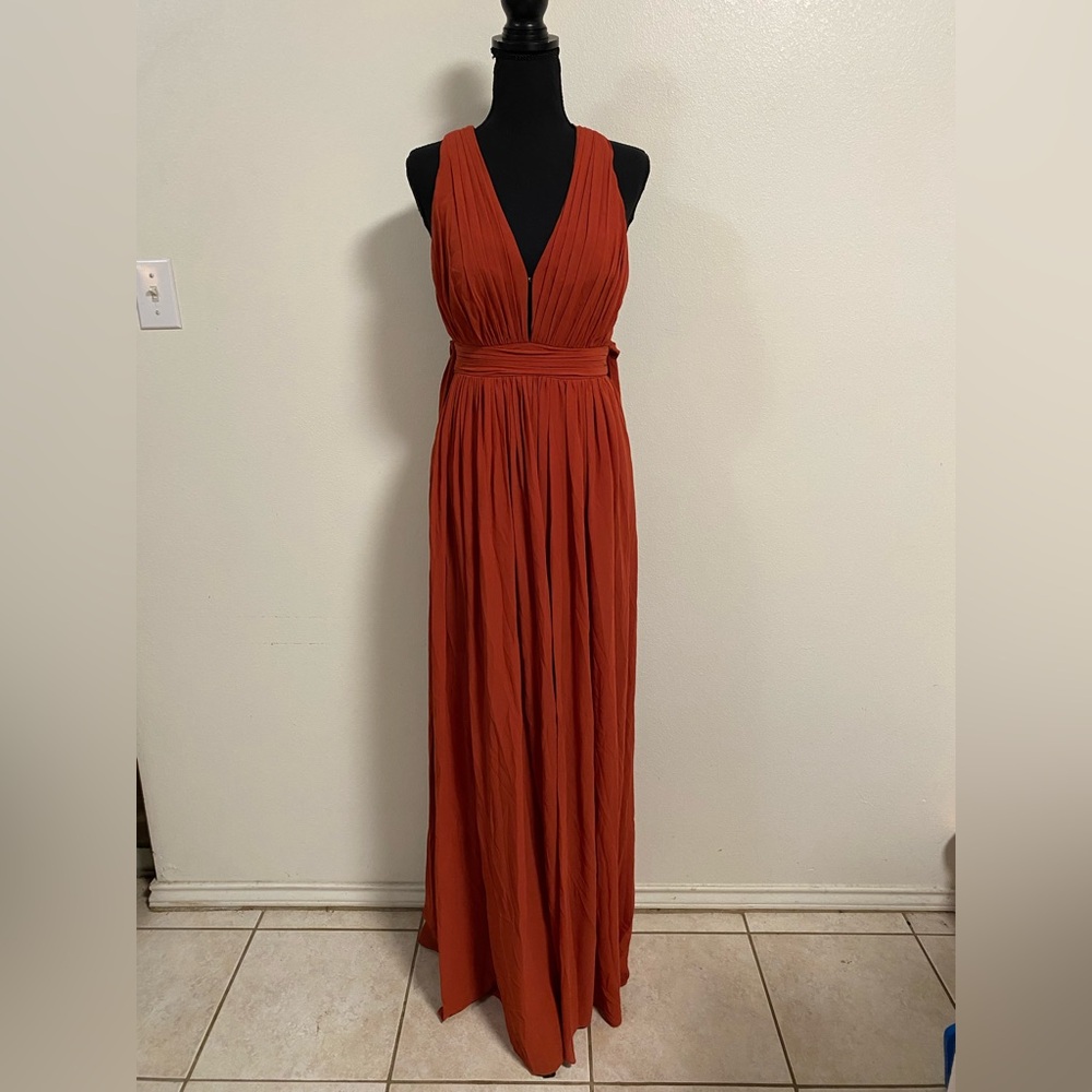 Free People Dress Women’s Size XS Terracotta  Bariano Maxi Chiffon Goddess Dress